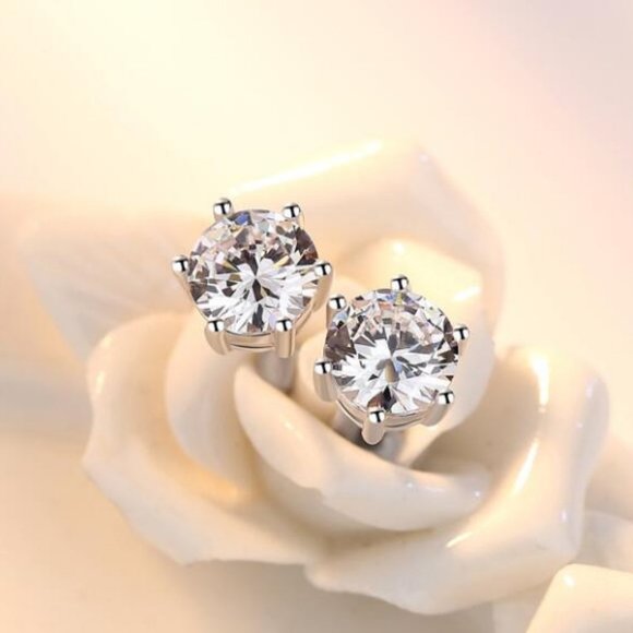 [Set of 3] 925 Sterling Silver Solitaire Diamond - Picture 4 of 8